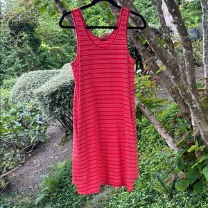 Nau Orange-Red and White Striped Tank Dress Size S